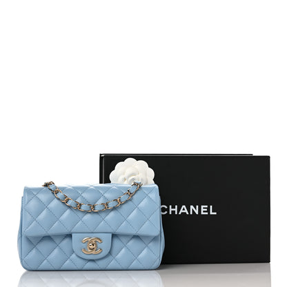 Chanel Lambskin Quilted Mini Rectangular Flap Light Blue 9 of 9