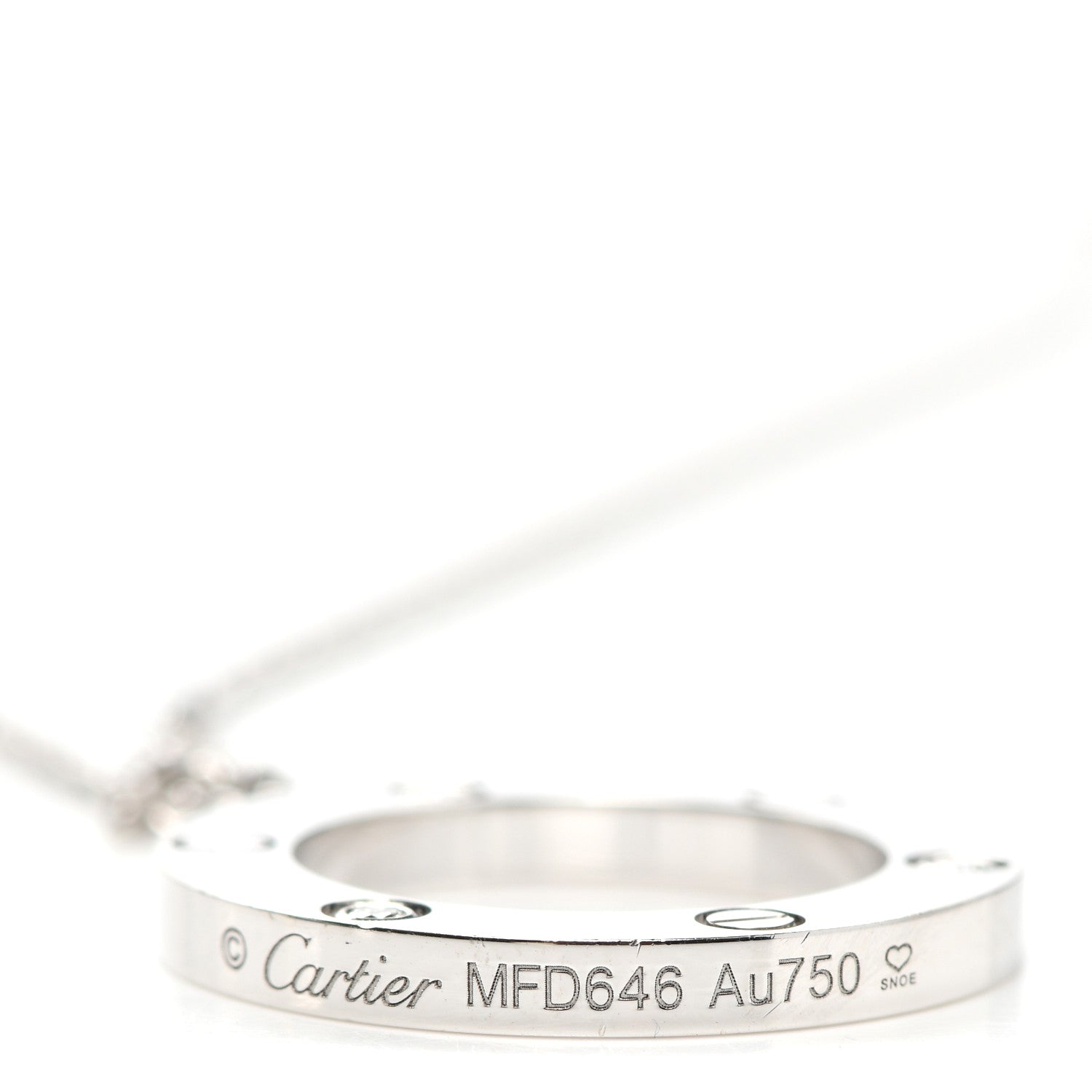 Cartier 18K White Gold 3 Diamonds LOVE Pendant Necklace 5 of 6