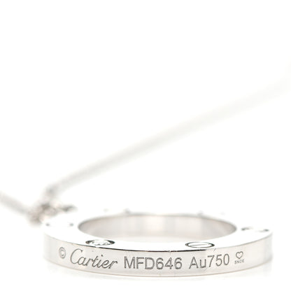 Cartier 18K White Gold 3 Diamonds LOVE Pendant Necklace 5 of 6