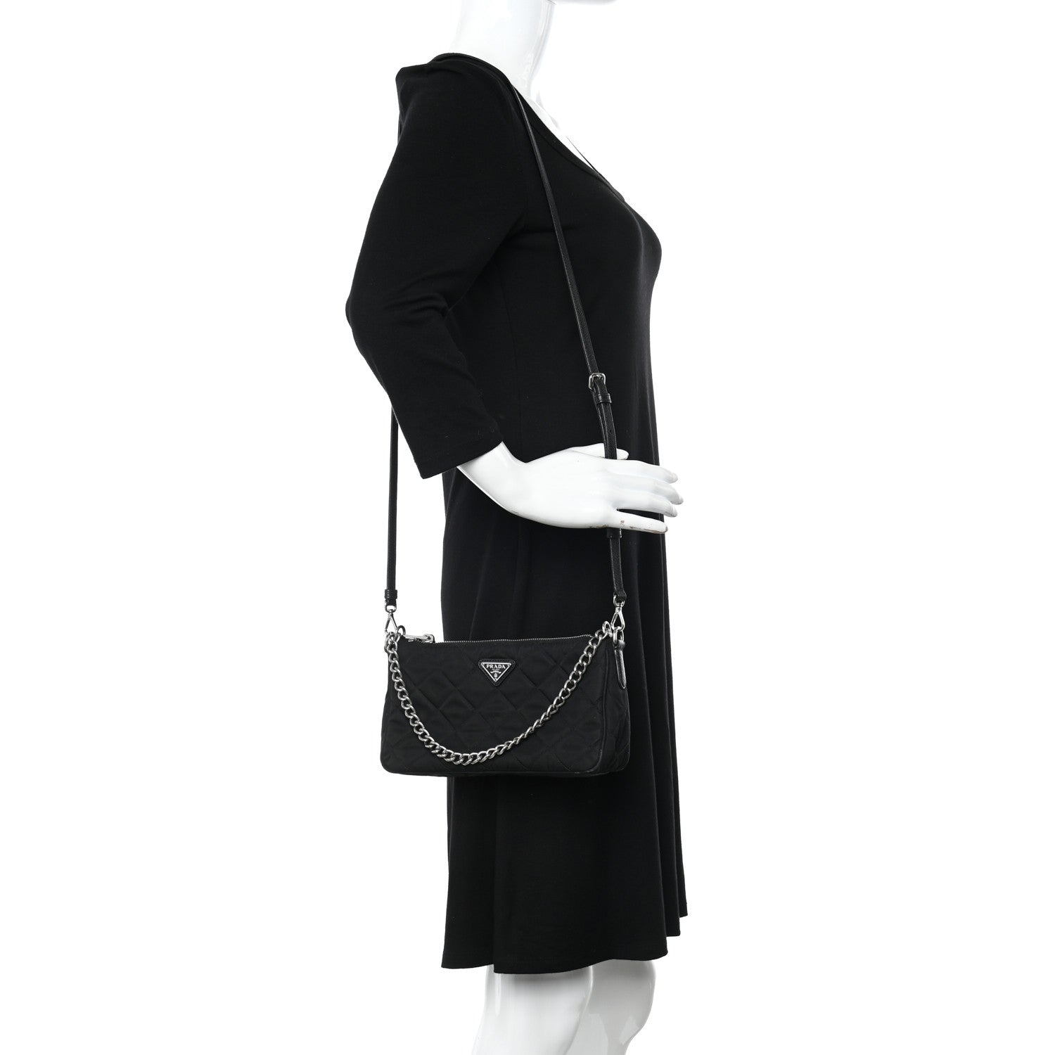 Prada Nylon Tessuto Impuntu Quilted Crossbody Bag Black 2 of 10