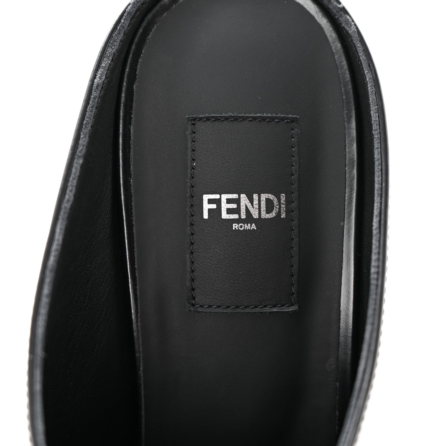 Fendi Vitello Abrasivato FF Cut Mules 39.5 Black 7 of 11
