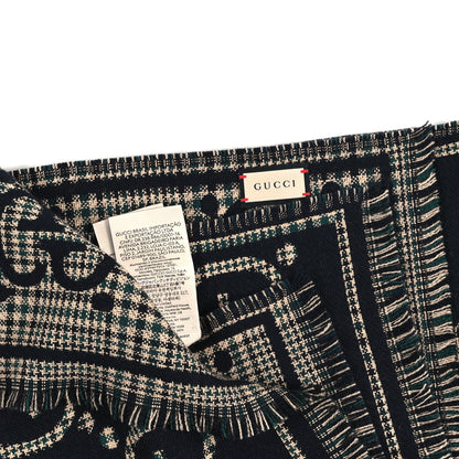 Gucci Wool Check GG Monogram Scarf Black Multicolor 3 of 3