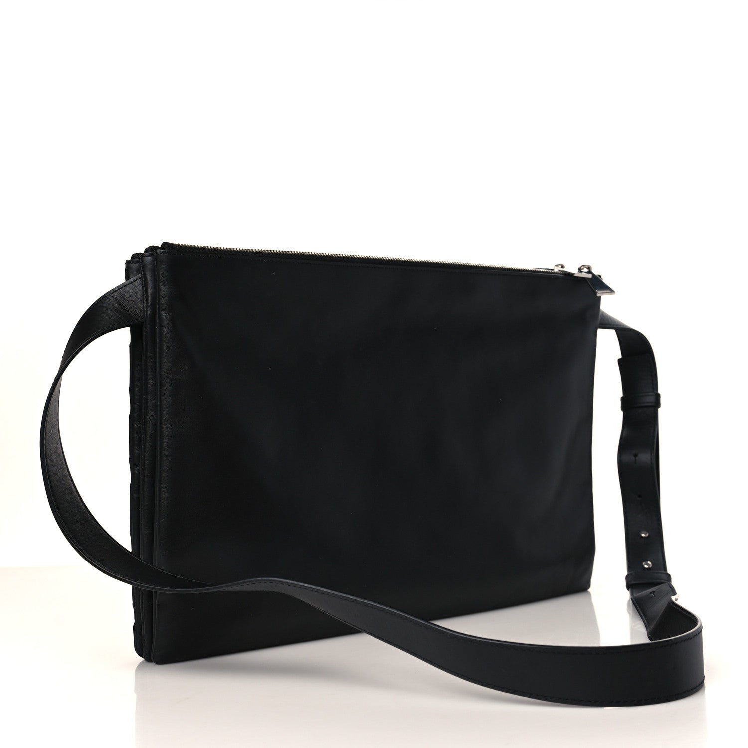 Bottega Veneta Nappa Intrecciato Triple Zip Messenger Bag Black 3 of 11
