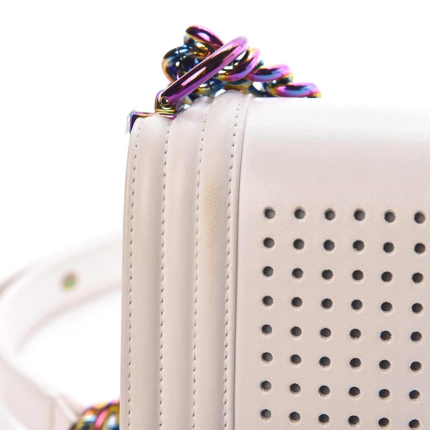 Chanel Lambskin LED Iridescent Metal Medium Boy Flap White Multicolor 15 of 16