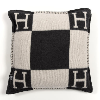 Hermes Wool Cashmere Avalon Pillow PM Ecru Gris Fonce 2 of 4