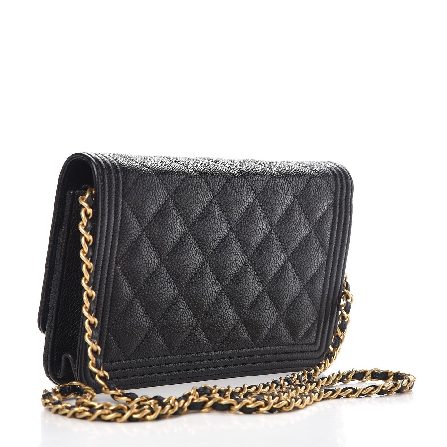 Caviar Quilted Boy Wallet On Chain WOC Black