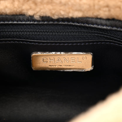 Chanel Crumpled Calfskin Shearling Sheepskin Quilted Large Chanel 19 Flap Navy 6 of 10