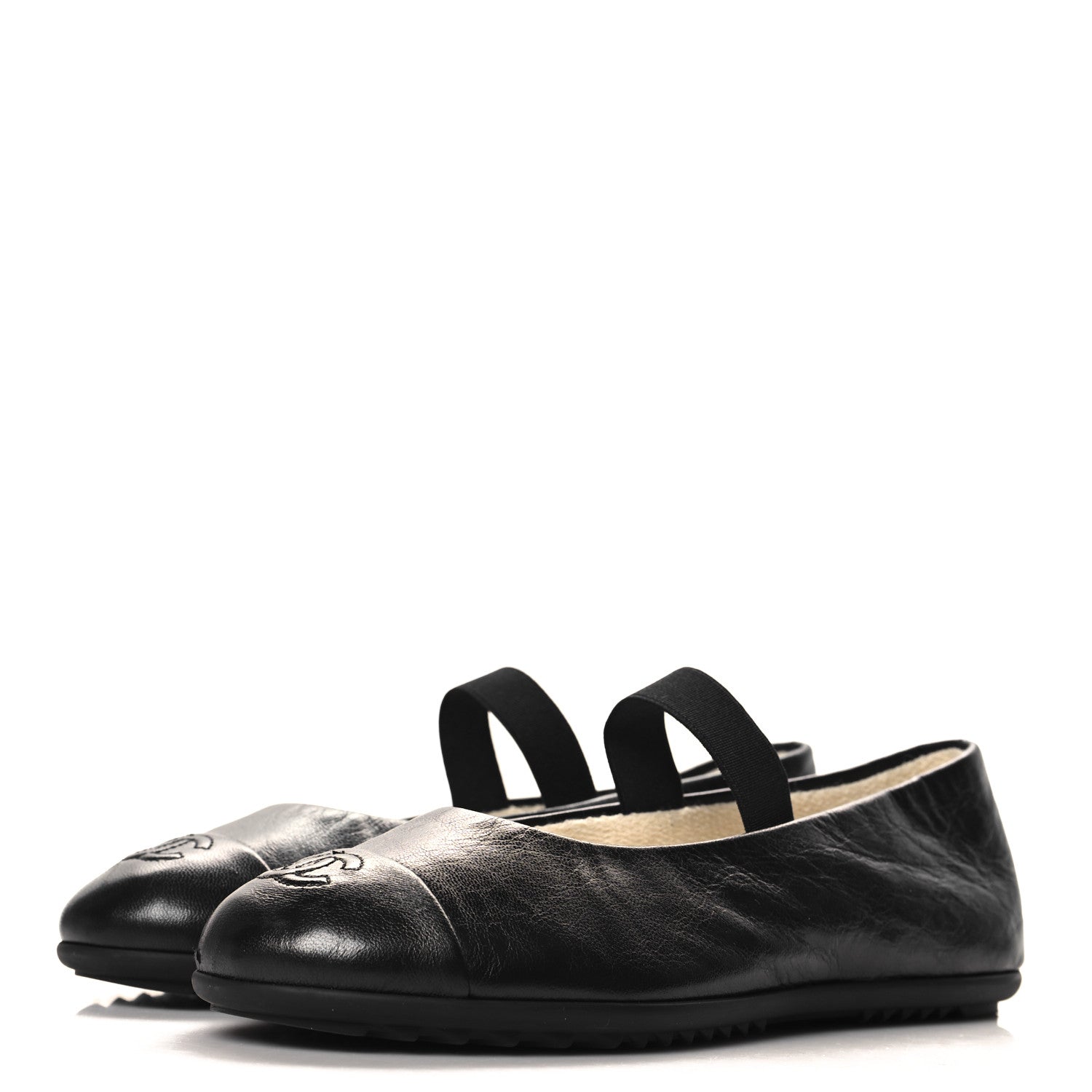 Chanel Lambskin Cap Toe CC Mary Jane Flats 37 Black 4 of 10