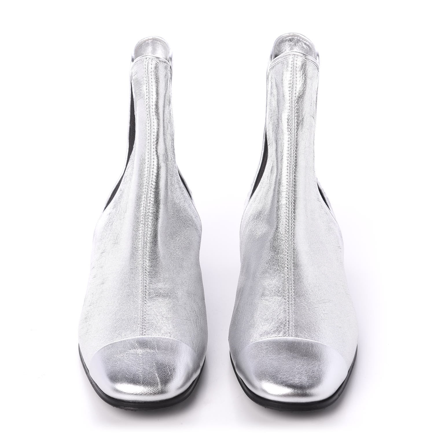 Chanel Metallic Goatskin CC Short Boots 36 Silver 2 of 8