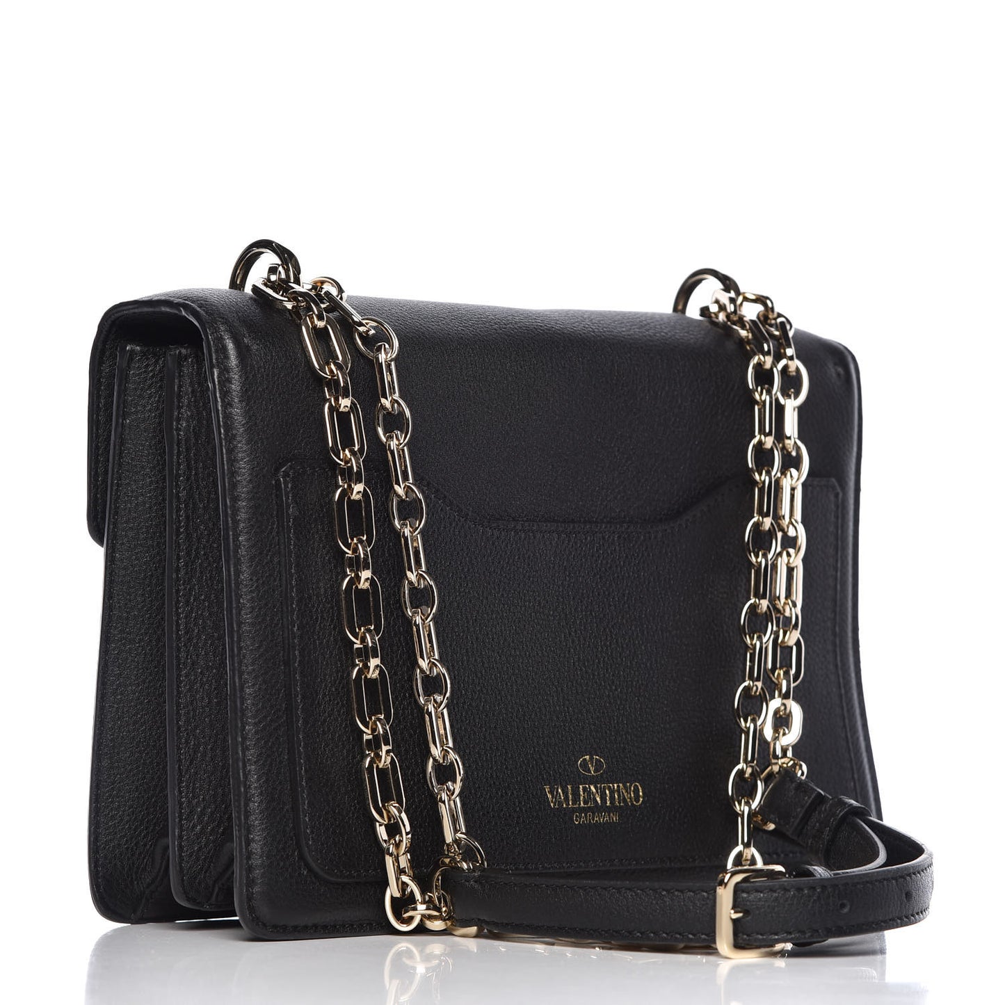 Grainy Calfskin Medium VLTN Uptown Shoulder Bag Black