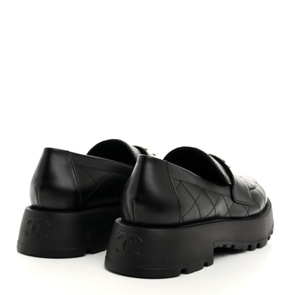 Chanel Calfskin Stitched CC Loafers 40.5 Black 4 of 9