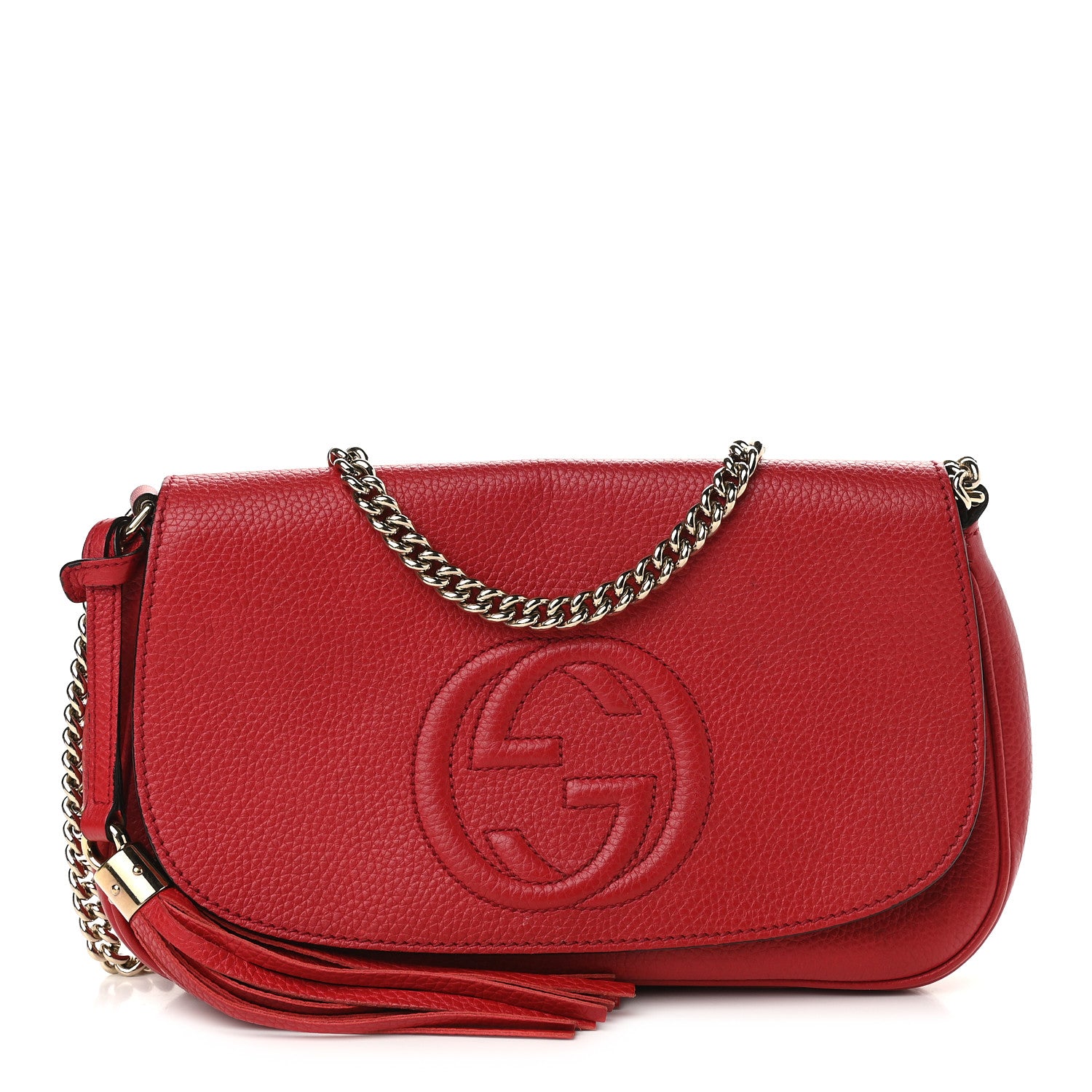 Gucci Pebbled Calfskin Medium Soho Flap Crossbody Tabasco Red 1 of 12