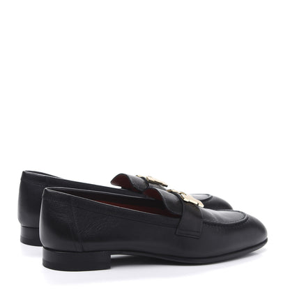 Hermes Goatskin Womens Paris Loafers 36 Black 4 of 9