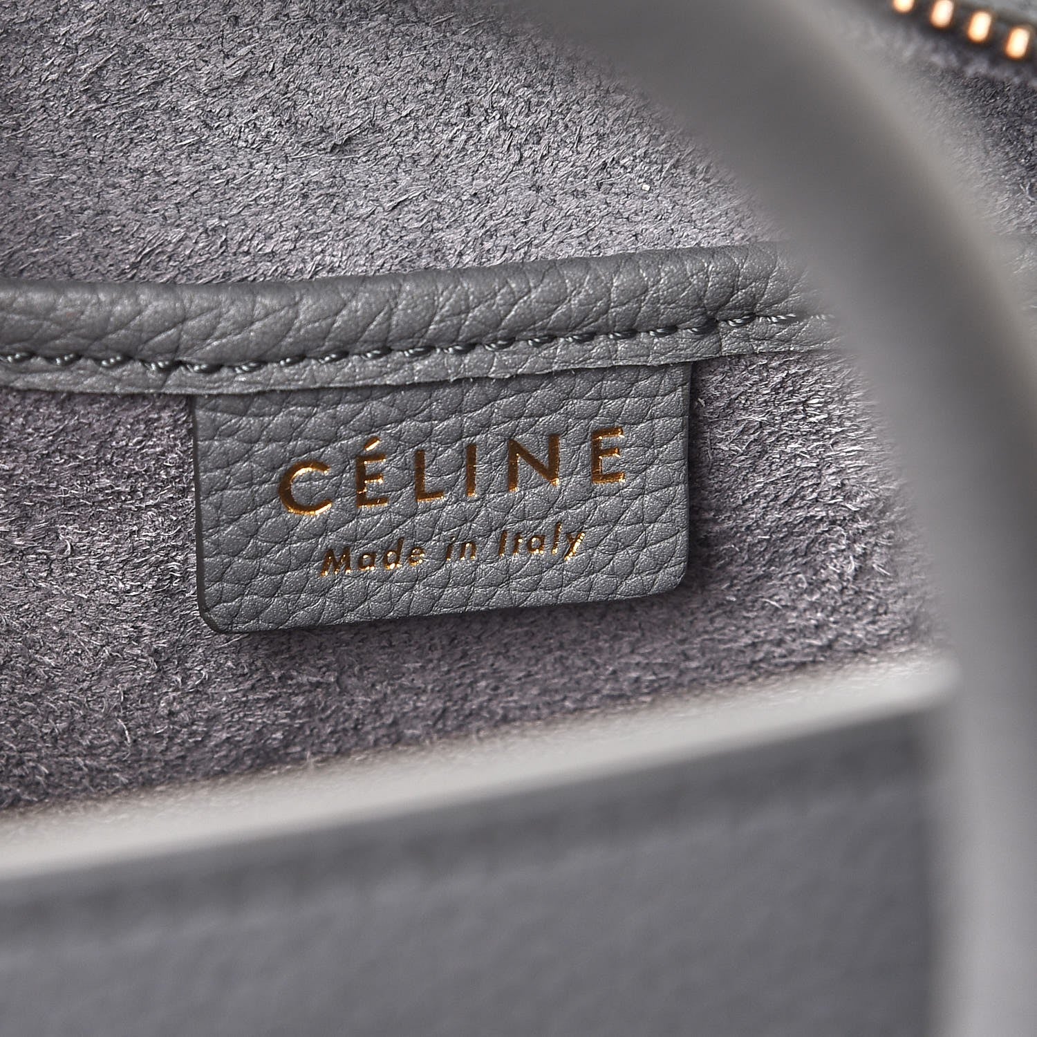 Celine Drummed Calfskin Nano Luggage Kohl 7 of 8