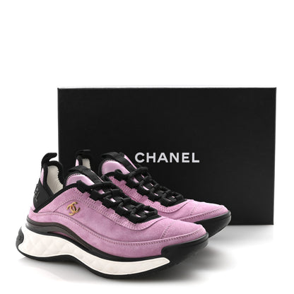 Chanel Suede Calfskin Nylon Grosgrain CC Sneakers 36.5 Dark Pink 10 of 10