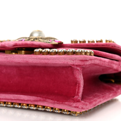 Gucci Velvet Crystal Mini Bee Broadway Shoulder Bag Light Raspberry Rose 11 of 13