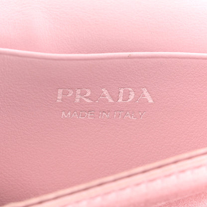 Prada Satin Crystal Metal Triangle Logo Card Holder With Strap Alabastro 6 of 12