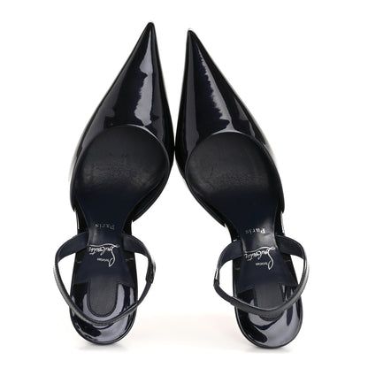 Christian Louboutin Pearlescent Patent Calfskin Kate Max O Slingback 100 Pumps 36 Navy 2 of 9