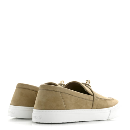 Hermes Suede Goatskin Game Slip On Sneakers 38 Beige Lin 5 of 11