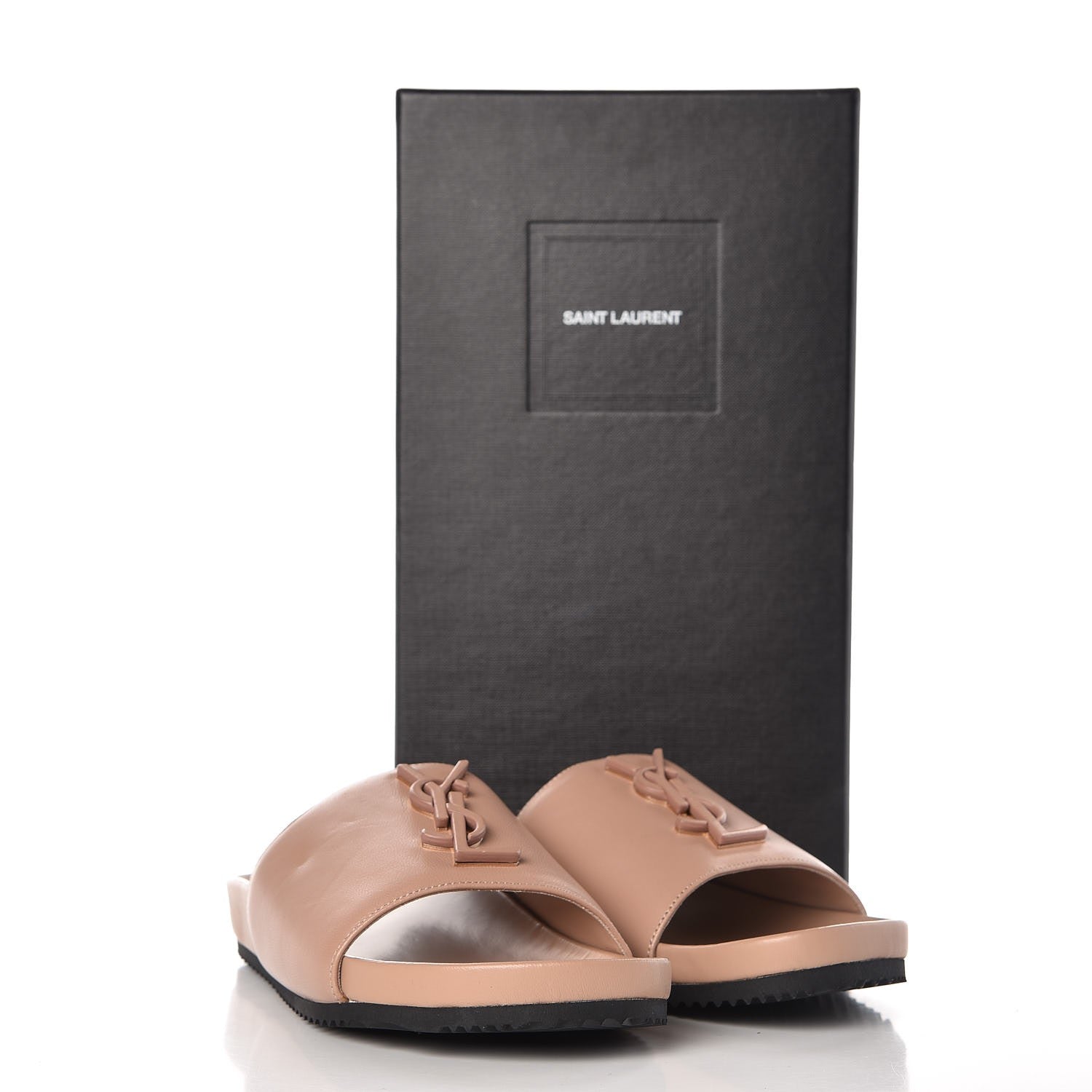 Saint Laurent Lambskin Joan Slide Sandals 35 Nude 10 of 10
