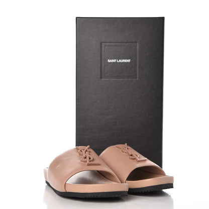 Saint Laurent Lambskin Joan Slide Sandals 35 Nude 10 of 10