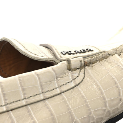 Prada Calfskin Crocodile Embossed Loafers Men's Driving Loafers 8 Cera 14 of 15