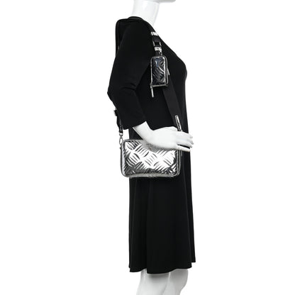 Prada Spazzolato Embossed Small Brique Crossbody Bag Argento 2 of 10