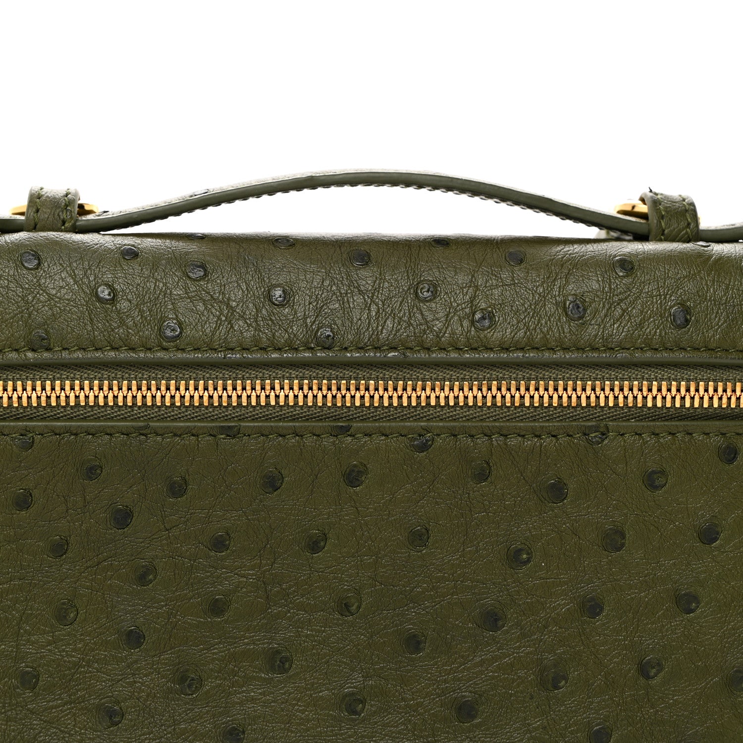 Loro Piana Ostrich L19 Extra Pocket Pouch Dark Lichen Green 7 of 9