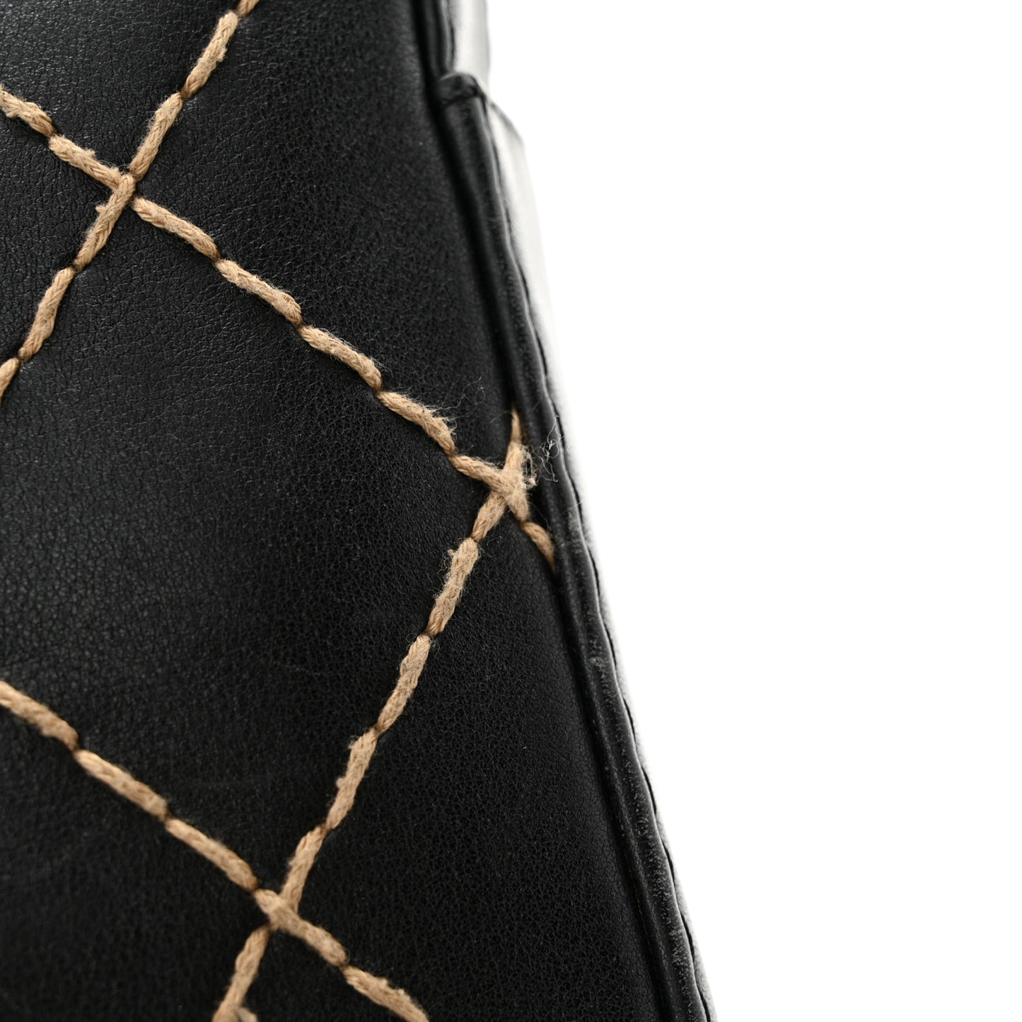 Calfskin Contrast Stitch Surpique Bowler Black