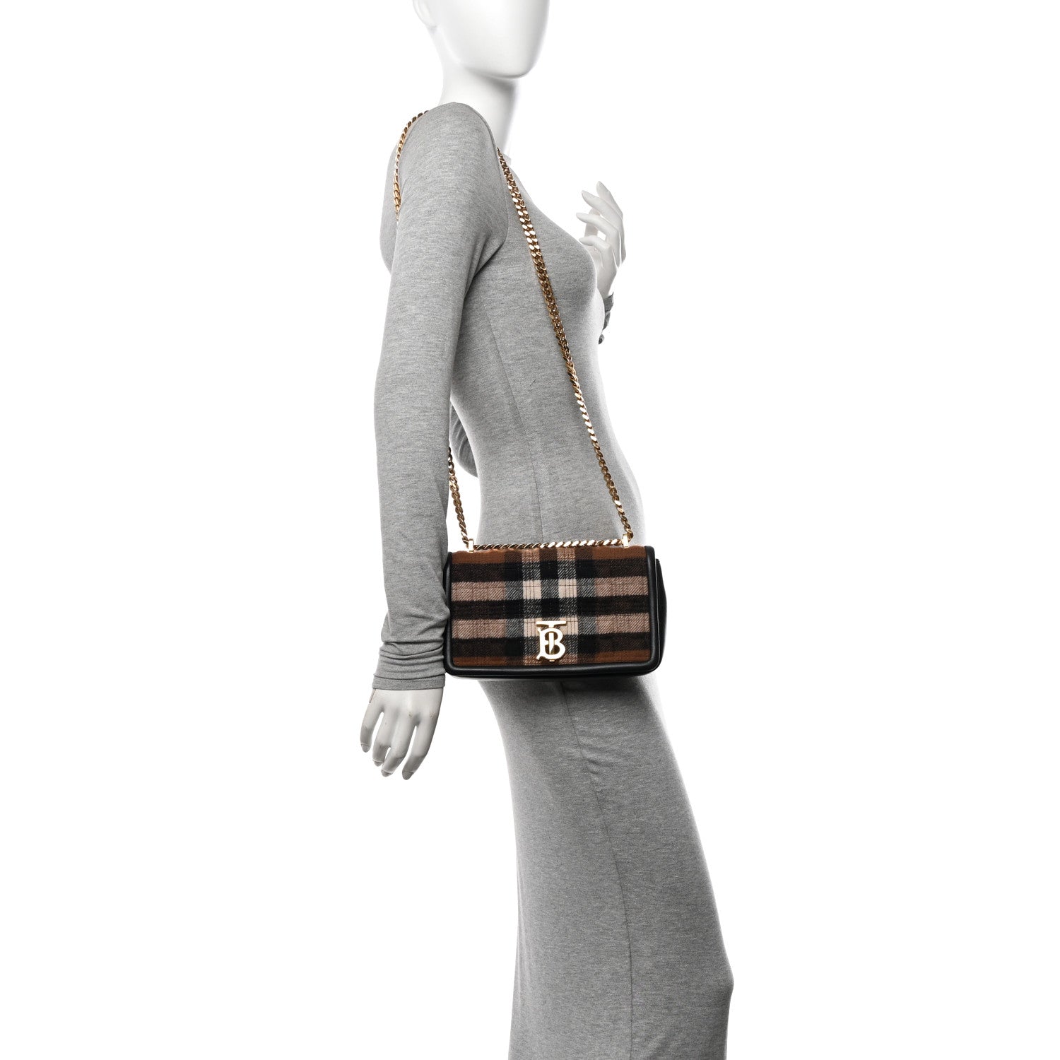 Burberry Check Cashmere Small Lola Bag Black 2 of 12