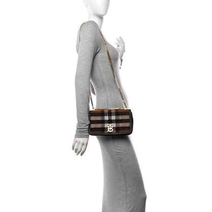 Burberry Check Cashmere Small Lola Bag Black 2 of 12