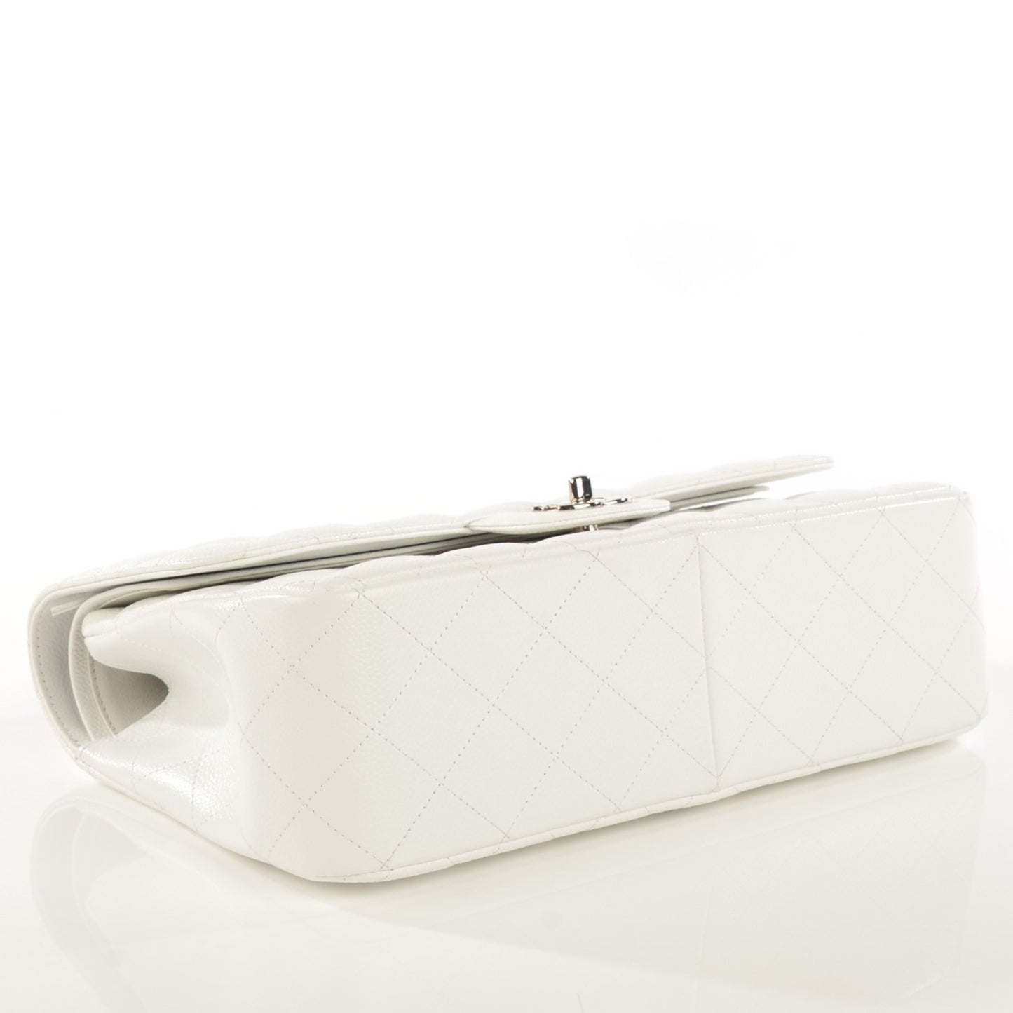 Caviar Quilted Jumbo Double Flap White