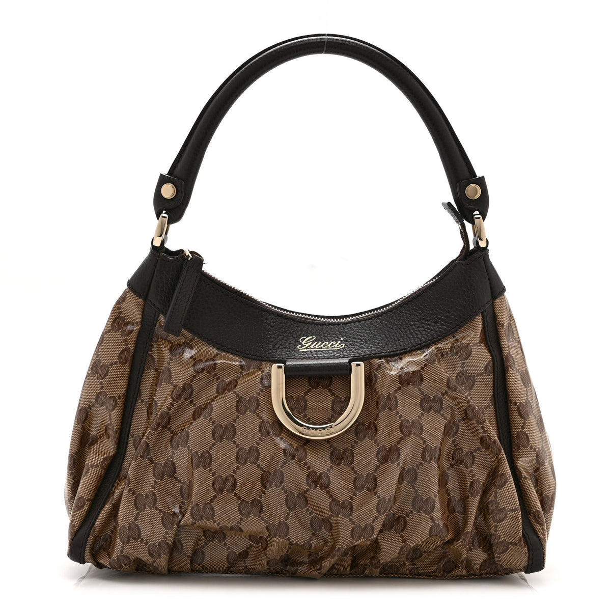 Crystal Monogram D Ring Gold Hobo Brown
