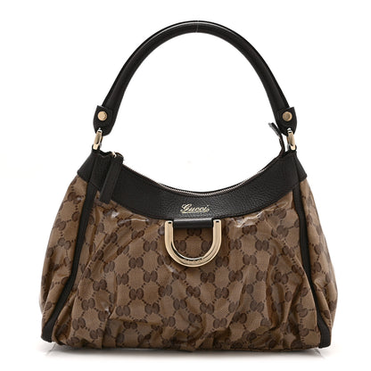 Gucci Crystal Monogram D Ring Gold Hobo Brown 1 of 11
