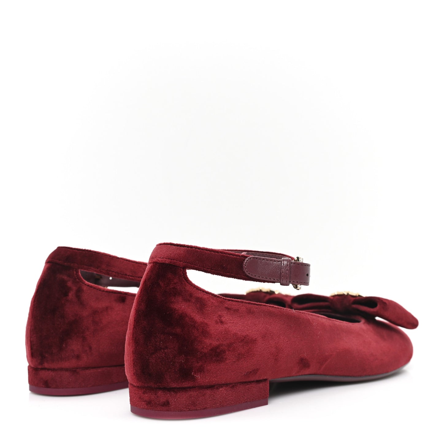 Velvet Strass CC Bow Mary Jane Flats 39 Burgundy