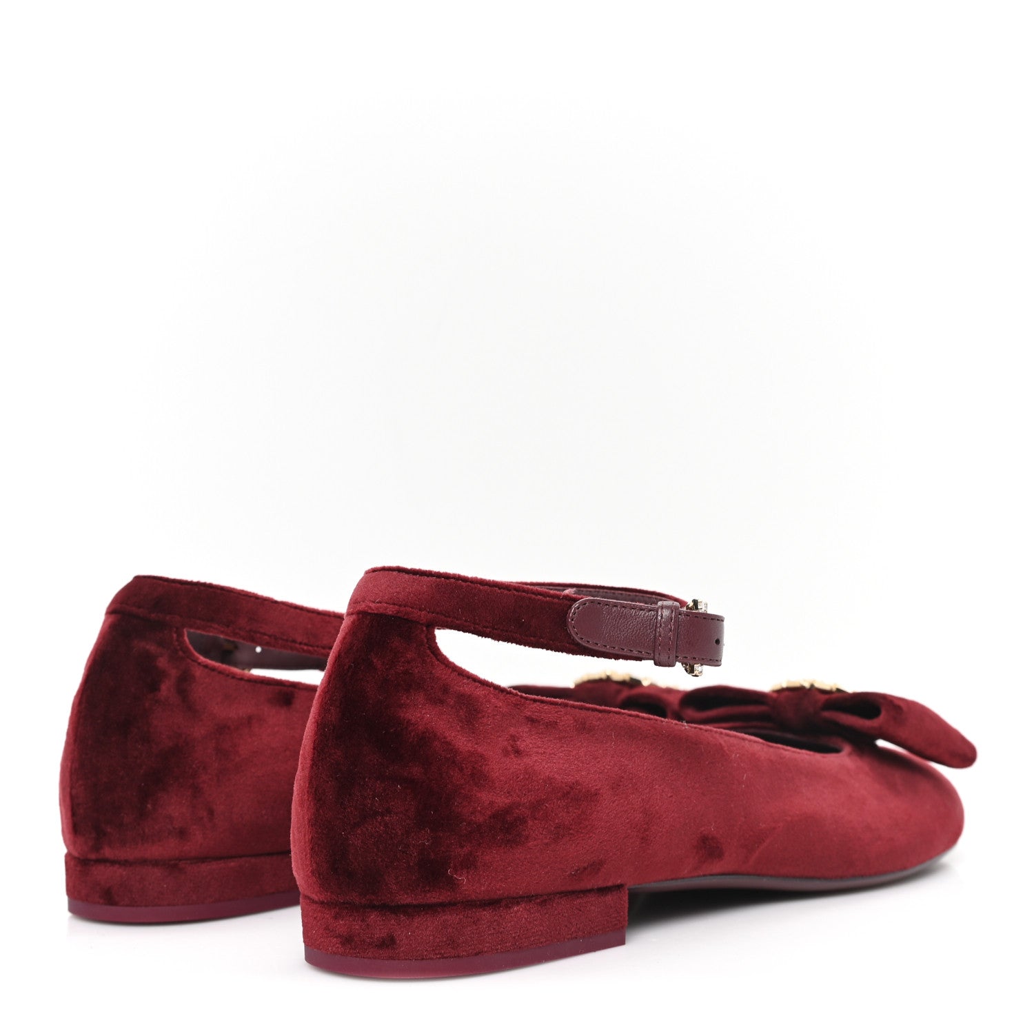 Chanel Velvet Strass CC Bow Mary Jane Flats 39 Burgundy 5 of 10