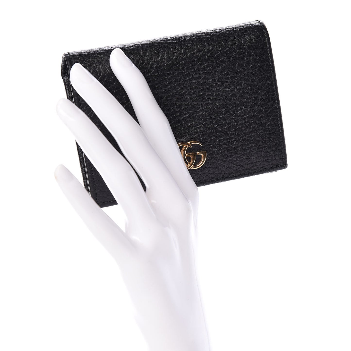 Pebbled Calfskin GG Marmont Card Case Black