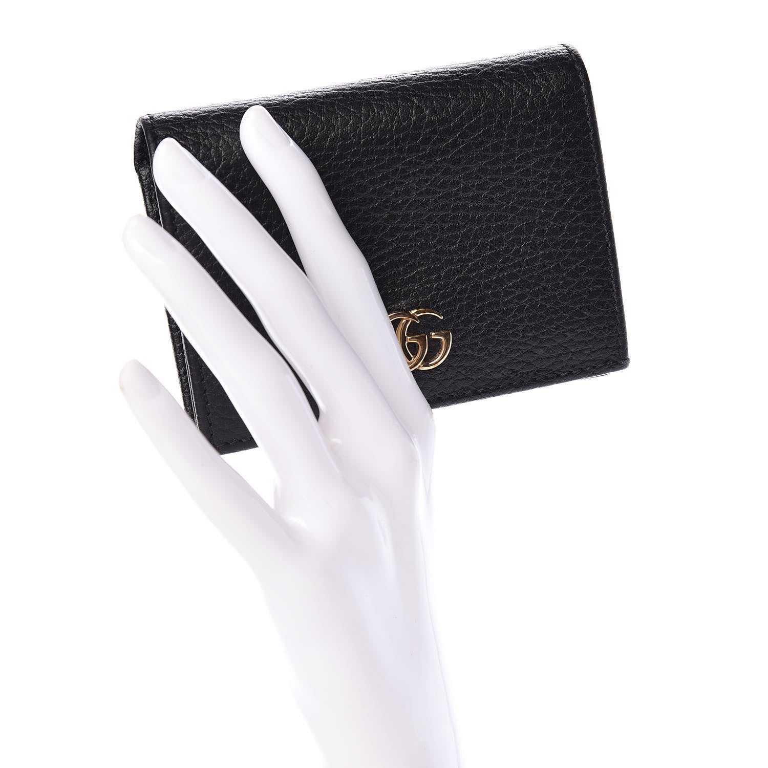 Gucci Pebbled Calfskin GG Marmont Card Case Black 2 of 9
