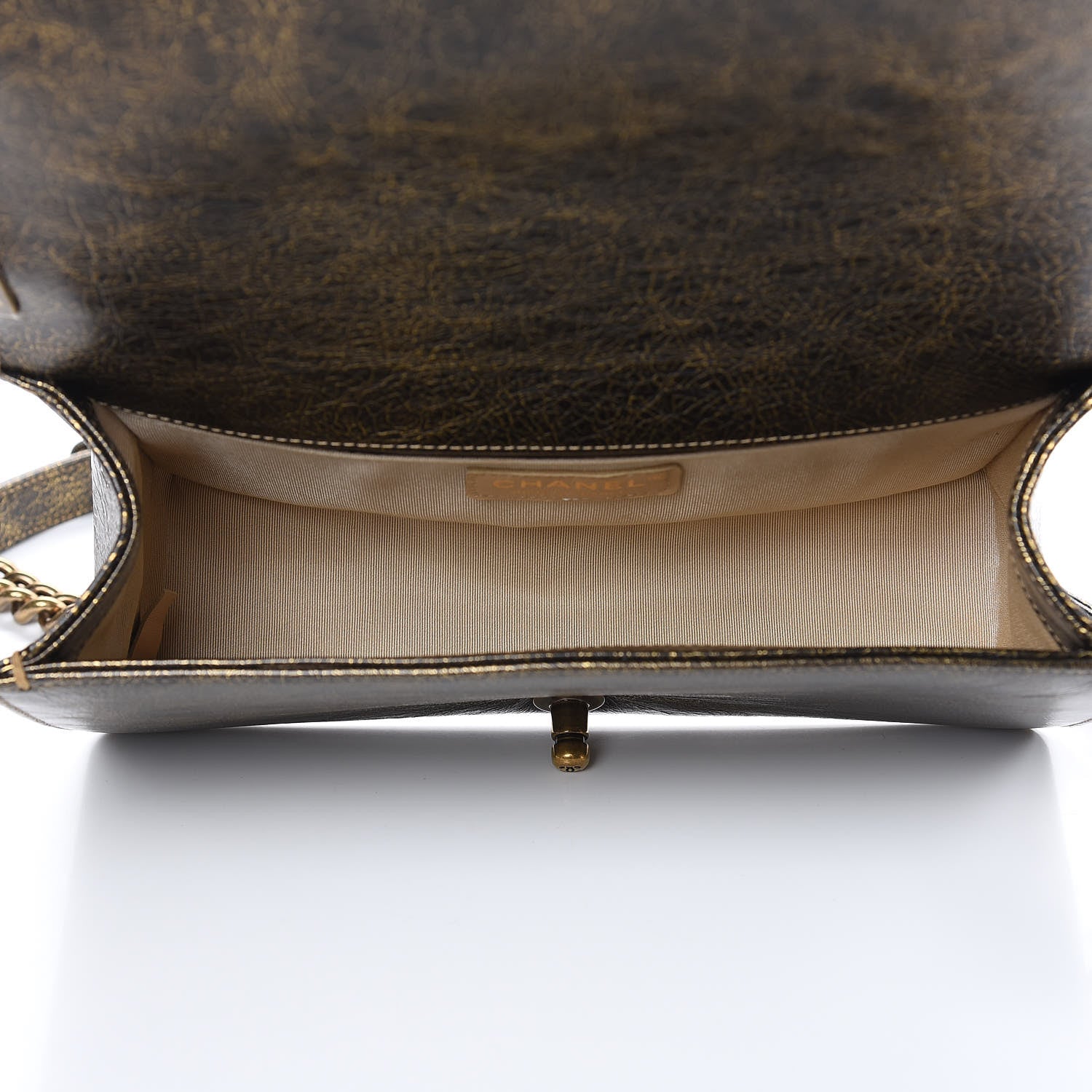 Chanel Cracked Metallic Calfskin Quilted Medium Boy Flap Gold 5 of 10