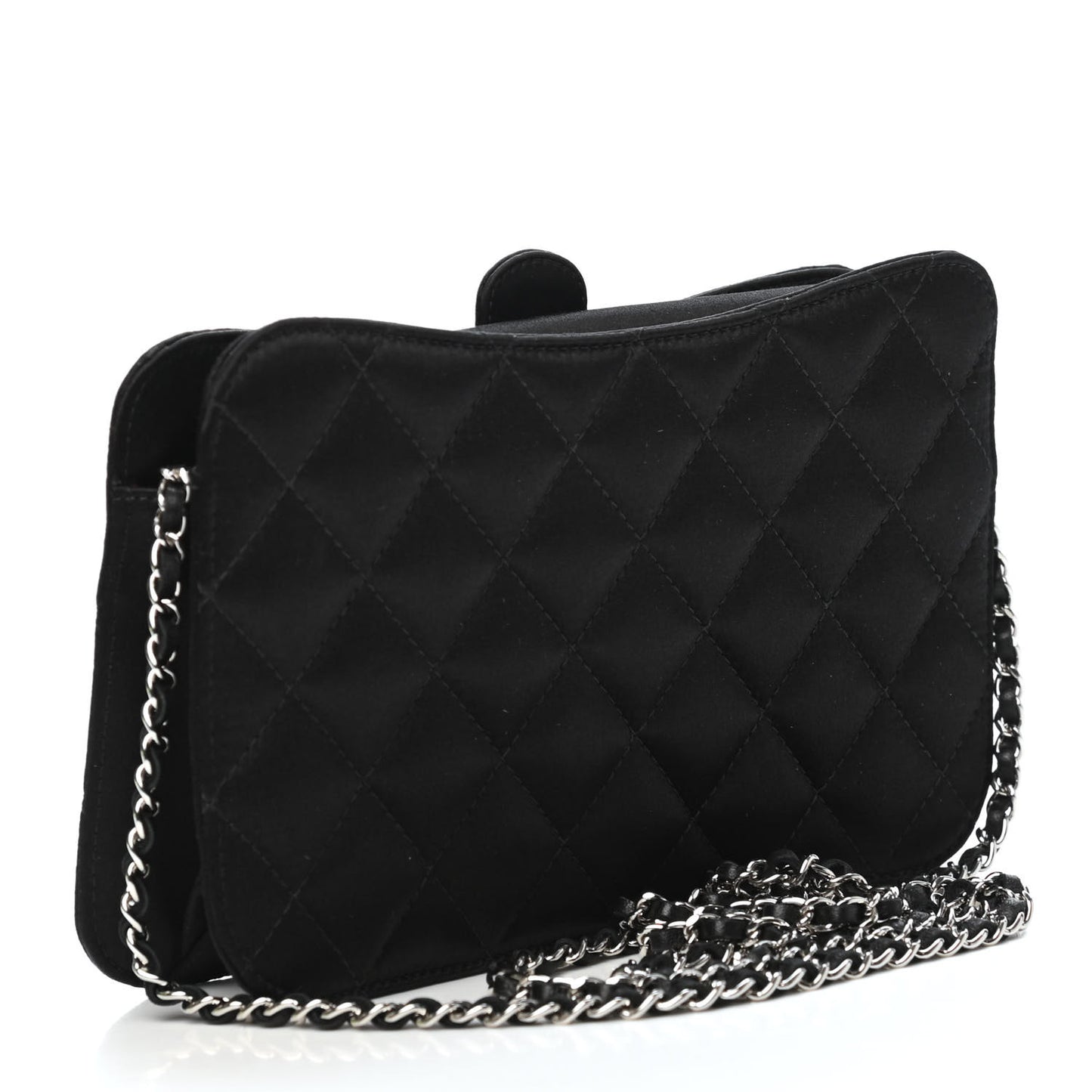 Satin Quilted Evening Bag Black