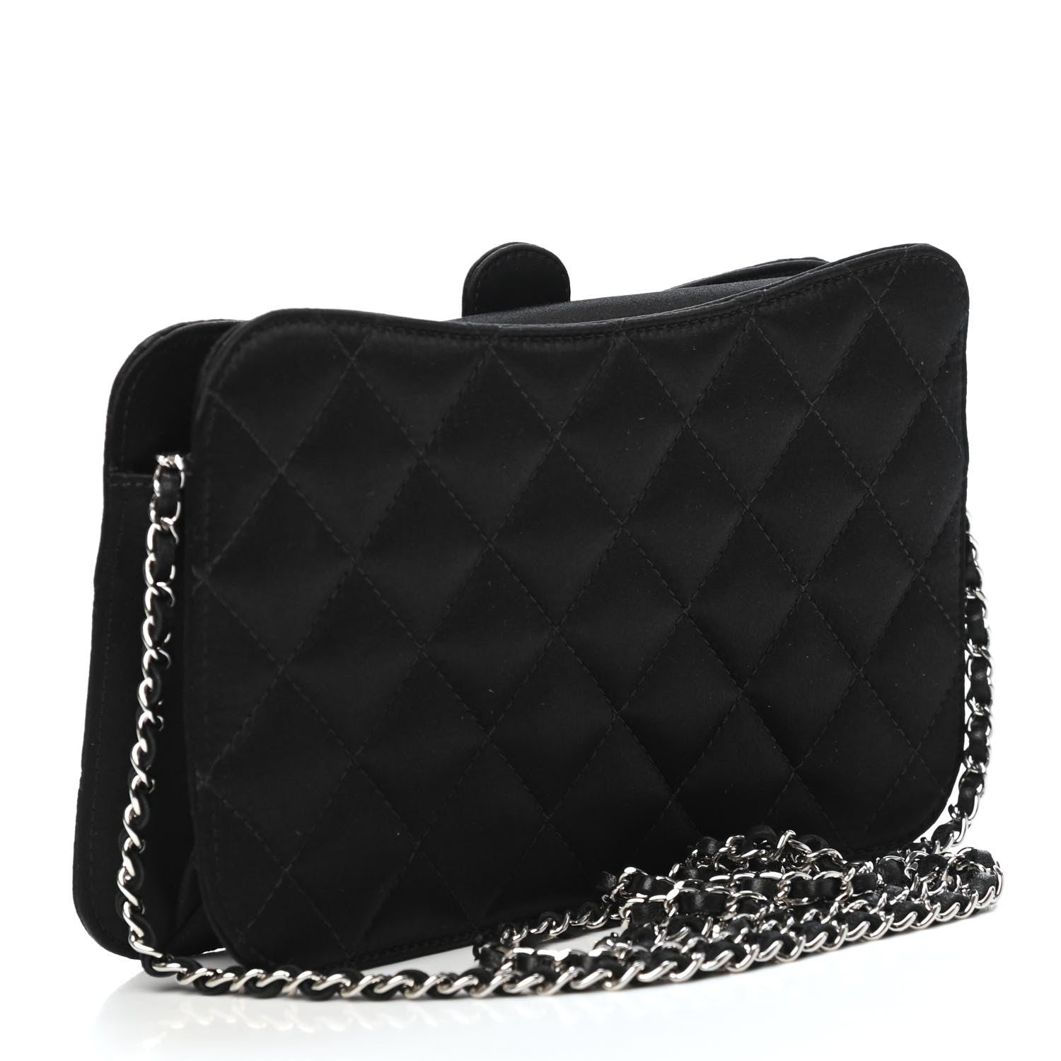 Chanel Satin Quilted Evening Bag Black 2 of 4