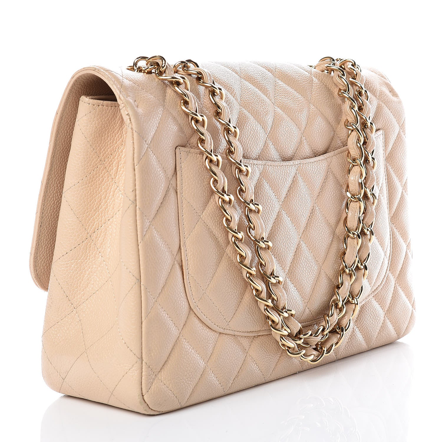 Chanel Caviar Quilted Jumbo Single Flap Beige Clair 4 of 14