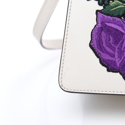 Gucci Calfskin Embroidered Medium Sylvie Top Handle Bag White 11 of 12