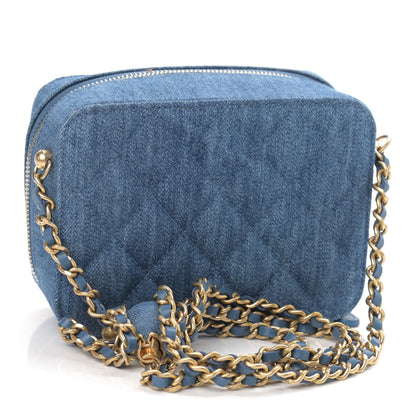 Chanel Denim Quilted CC Pearl Crush Camera Case Blue 3 of 9