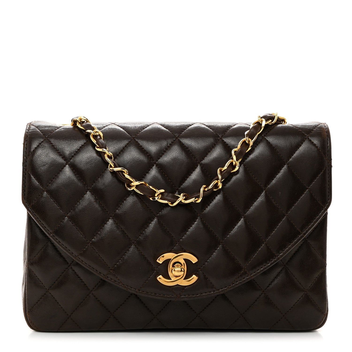 Chanel Lambskin Quilted Round Flap Brown 1 of 10