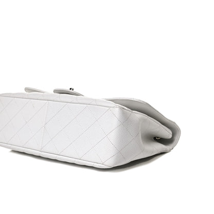 Chanel Caviar Quilted Jumbo Single Flap White 10 of 13
