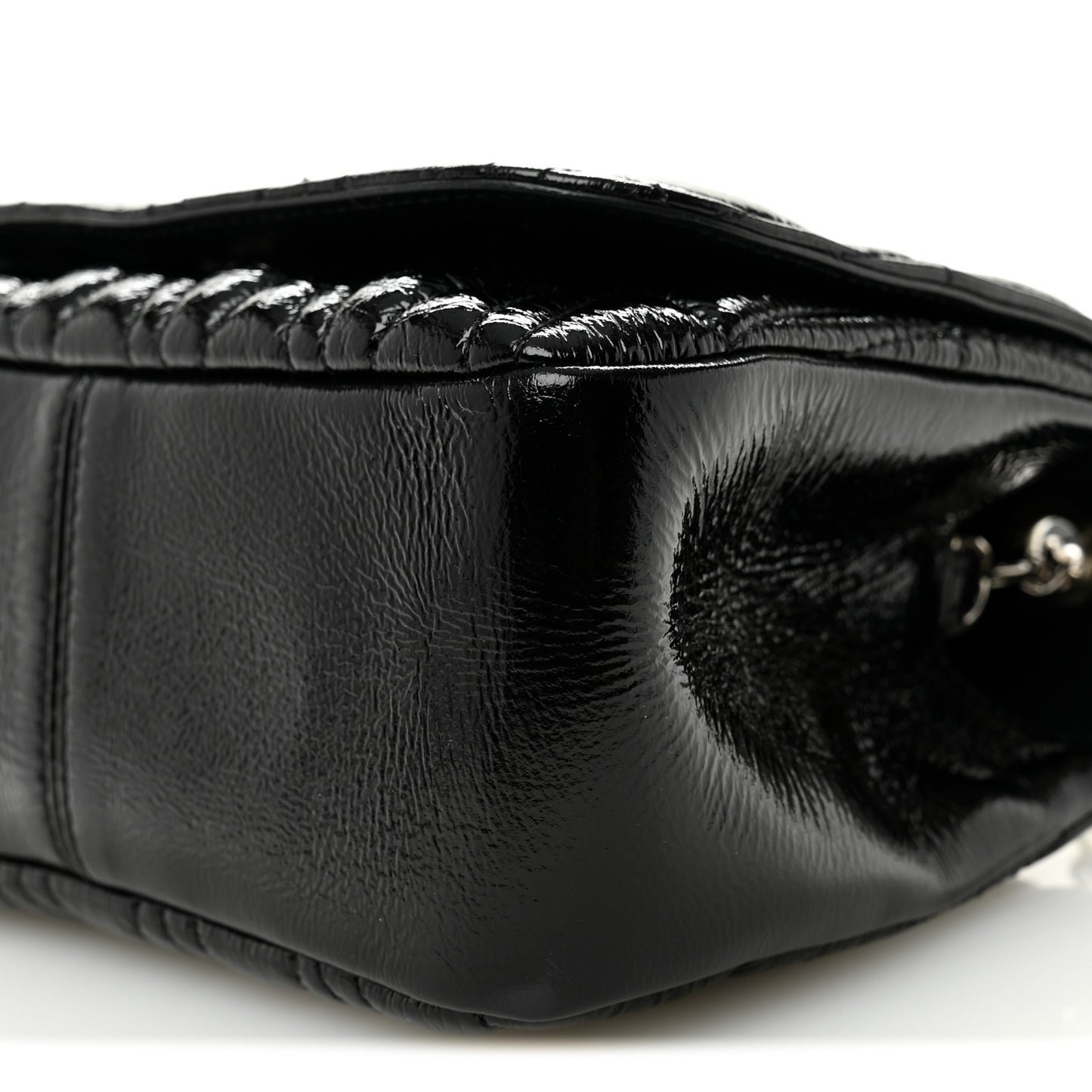 Patent Nappa Quilted Virtus Shoulder Bag Black