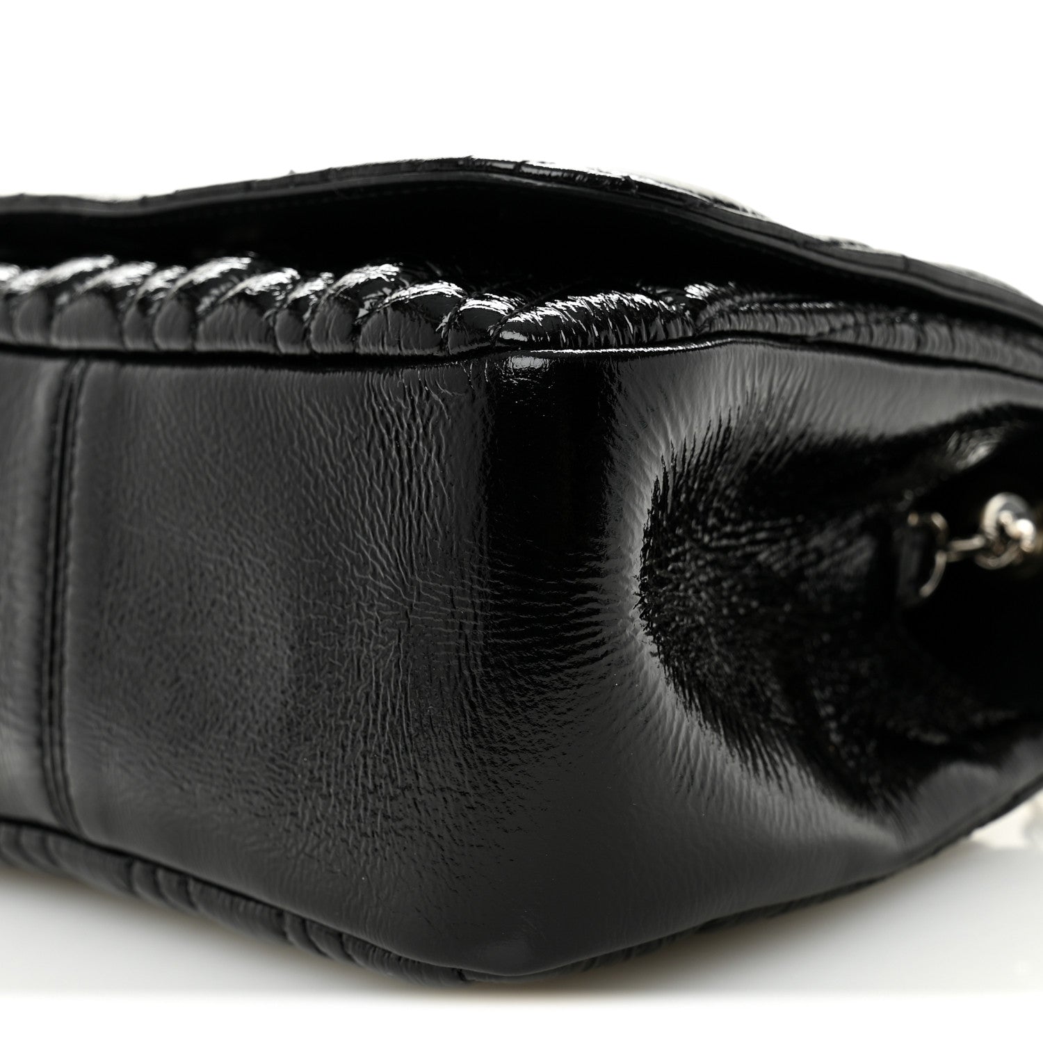 Versace Patent Nappa Quilted Virtus Shoulder Bag Black 9 of 11