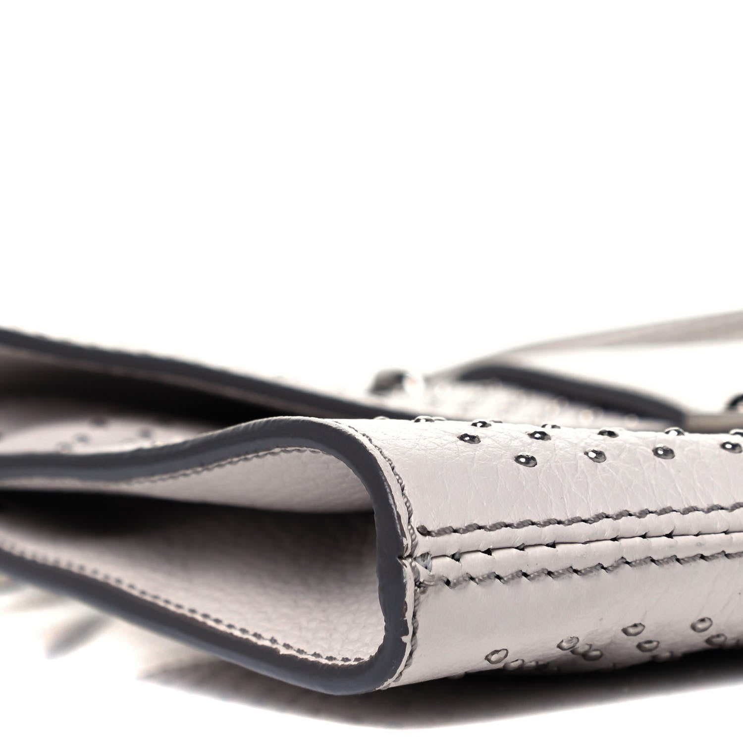 Jimmy Choo Calfskin Studded Rivera Flap Clutch White 8 of 9