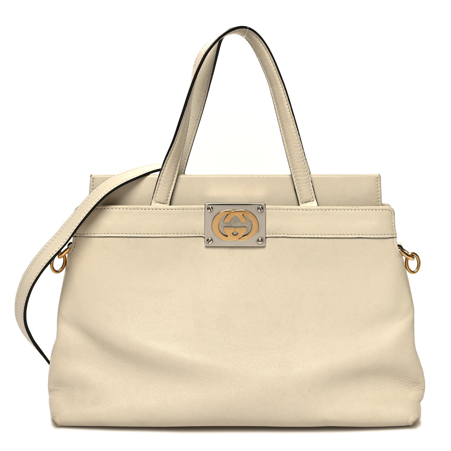 Gucci Lambskin Small Linea Matisse Top Handle Bag Mystic White 1 of 15
